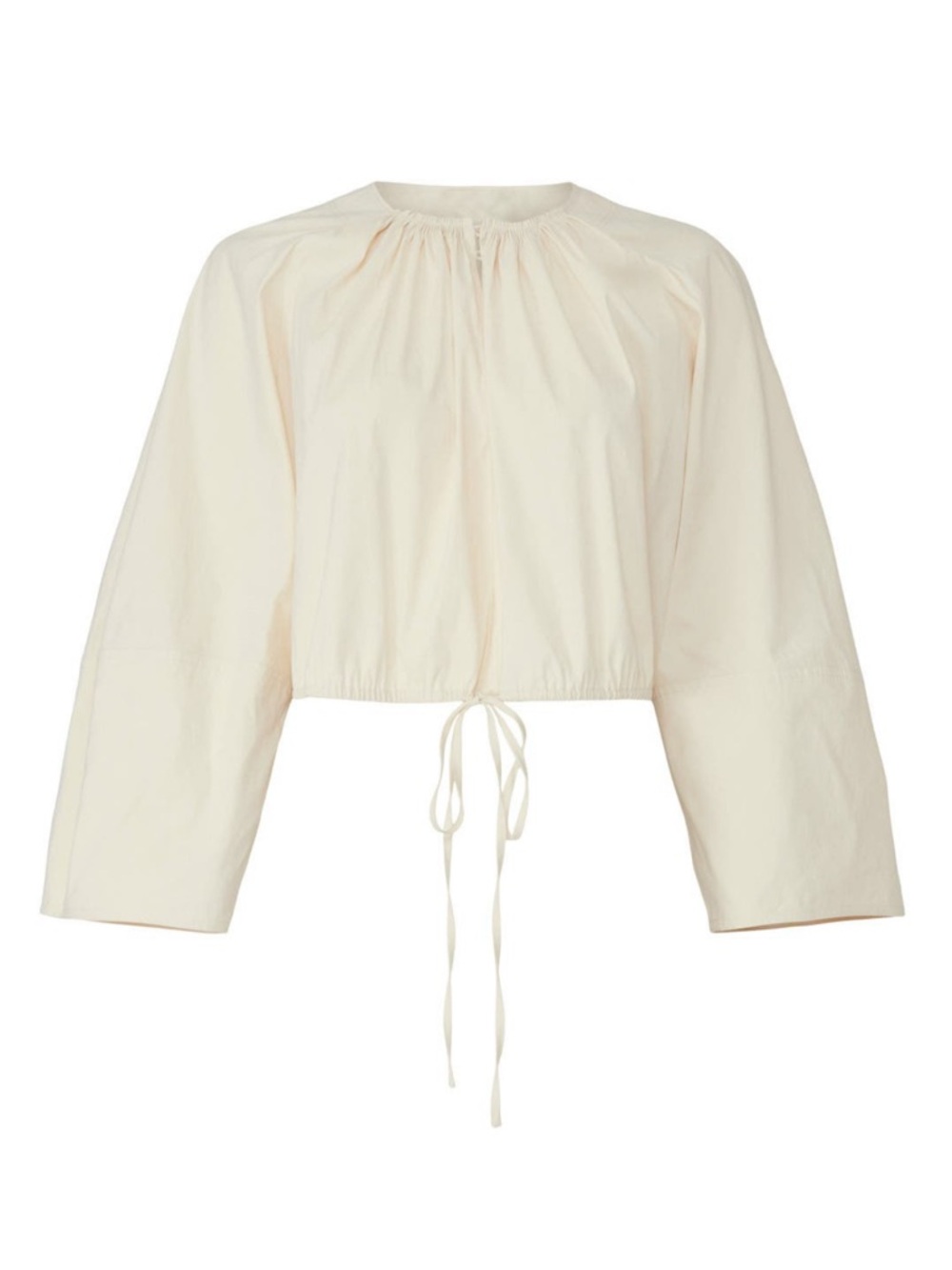 Rebecca Taylor Cropped Poplin Top in Cream